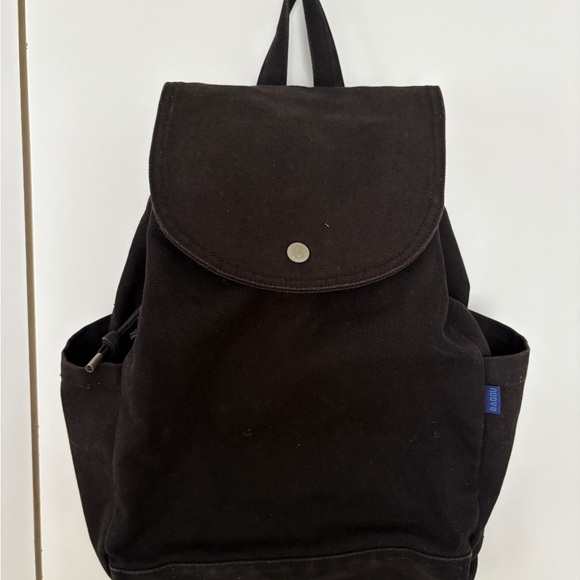 Baggu Unisex Drawstring Black Canvas Backpack - Picture 1 of 7
